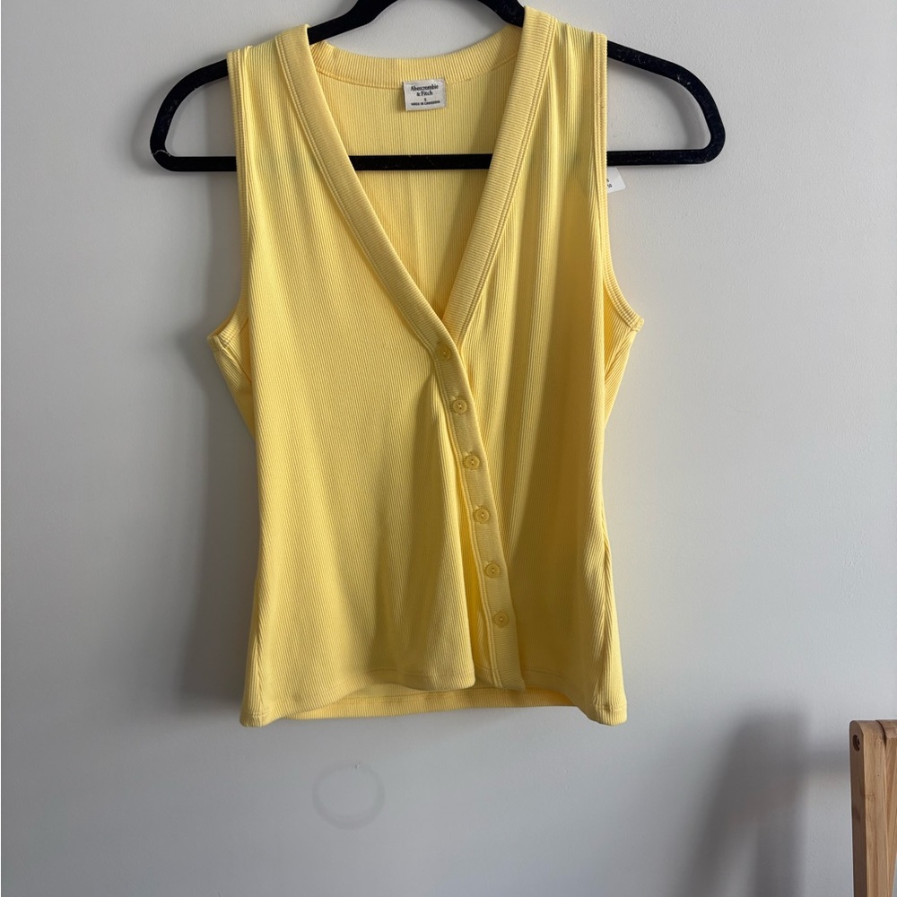 Yellow Sleeveless Button-Up Top